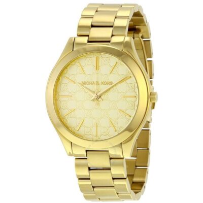 Michael Kors Ladies Slim Runway Gold Motif Watch - MK3335
